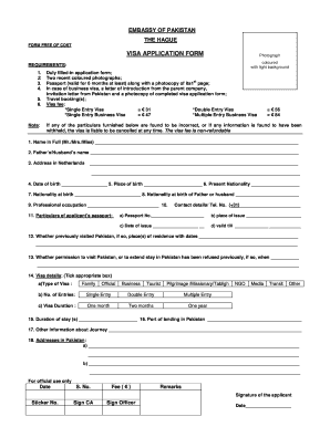 Pakistan Visa Application Form