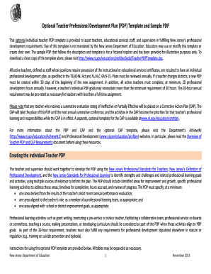 New Jersey Teacher Professional Development Plan Template