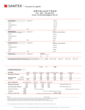 SAMTEK Express Versandauftragsformular
