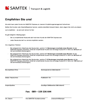 SAMTEK Express Empfehlungsformular