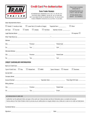 Credit Card Pre-Authorization Form