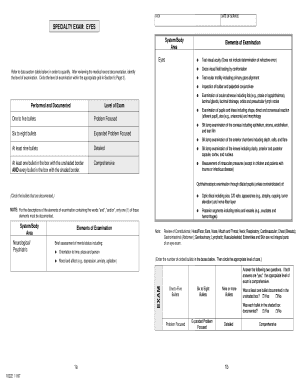 Ophthalmology Specialty Exam Form