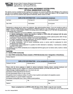 Montana Public Employee Retirement System Optional Membership Election