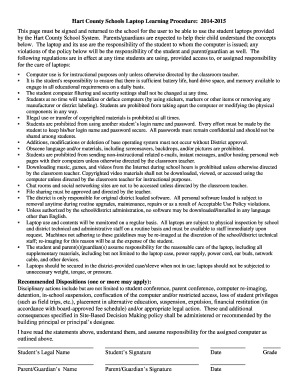 Hart County Schools Laptop Learning Procedure Agreement