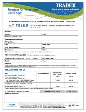 Telus Telephone Order Form