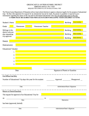 Educational Trip Approval Request Form