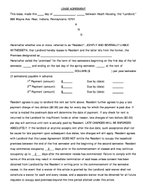Student Housing Lease Agreement
