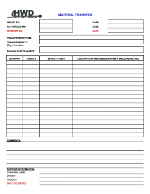 Material Transfer Form