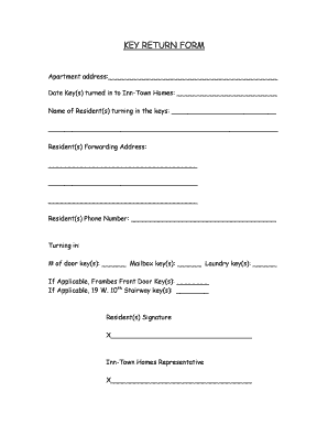 Key Return Form