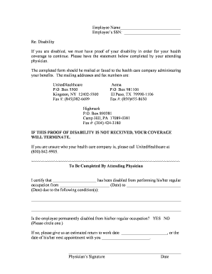 Proof of Disability Form