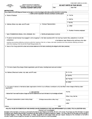 NLRB-501 Charge Against Employer