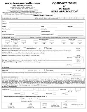 TENS Hire Application Form
