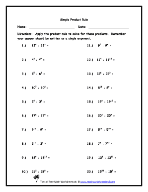 Product Rule Worksheet With Answers Pdf - Fill Online, Printable, Fillable,  Blank | pdfFiller