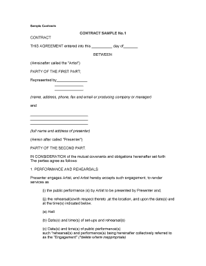 Artist Presentation Contract