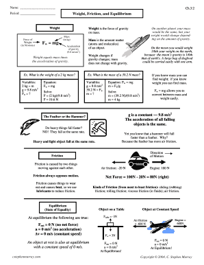 Physics Worksheet Weight Friction Equilibrium