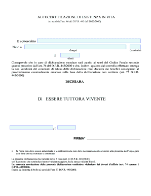 AUTOCERTIFICAZIONE DI ESISTENZA IN VITA