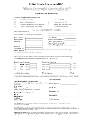 British Kendo Association Membership Application