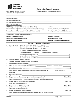 Schools Insurance Application Form