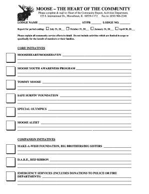 Moose Community Service Report Form