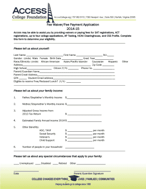 Fee Waiver/Fee Payment Application