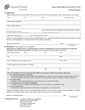 Capital Group Companies Matching Gifts Form