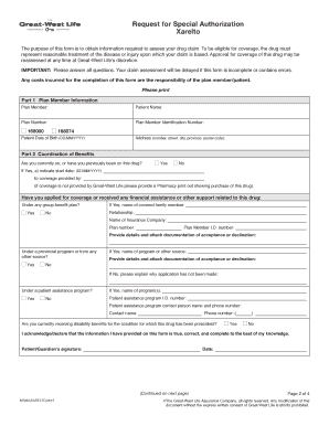 Request for Special Authorization Xarelto