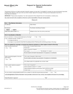Request for Special Authorization Simponi