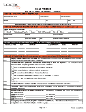 Fraud Affidavit - Logix Federal Credit Union