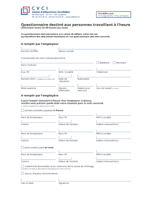 Questionnaire destiné aux personnes travaillant à l’heure