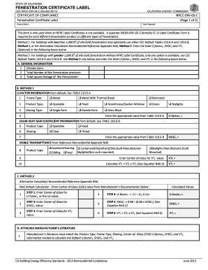 California Fenestration Certificate Label