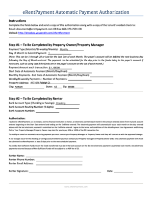 eRentPayment Automatic Payment Authorization