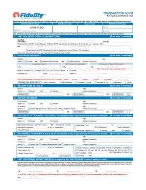 Fidelity Mutual Fund Transaction Form
