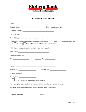 ACH Auto Transfer Request Form