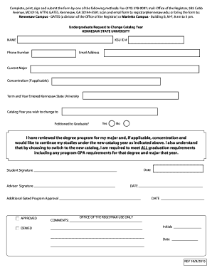 Undergraduate Request to Change Catalog Year