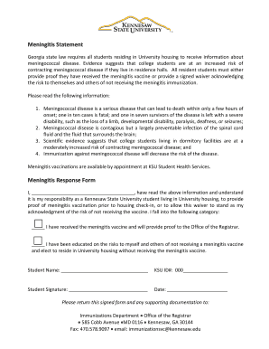 Meningitis Vaccination Waiver Form