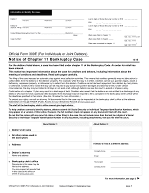Notice of Chapter 11 Bankruptcy Case