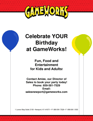 Birthday Party Application Form