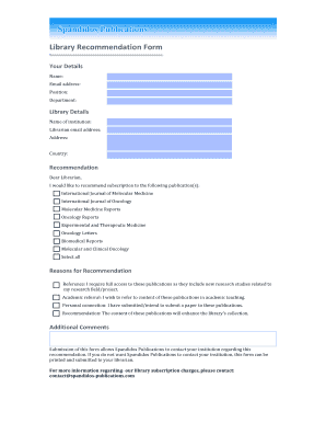 Library Recommendation Form