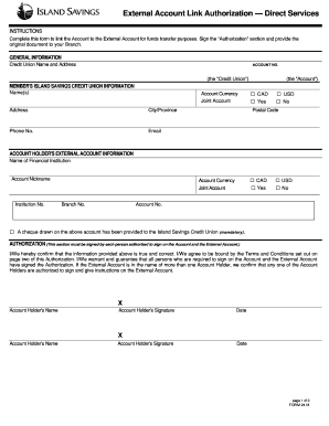 External Account Link Authorization Form