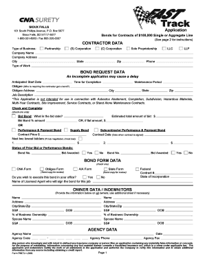 Contractor Bond Application Form