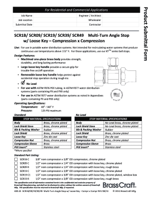 Product Submittal Form for Multi-Turn Angle Stops