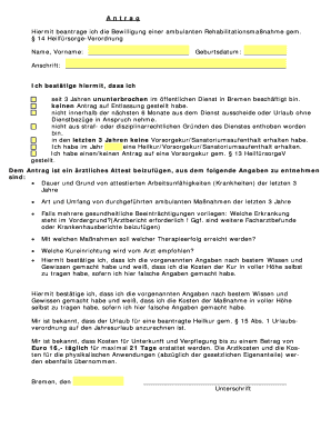 Antrag auf Bewilligung einer ambulanten Rehabilitationsmaßnahme