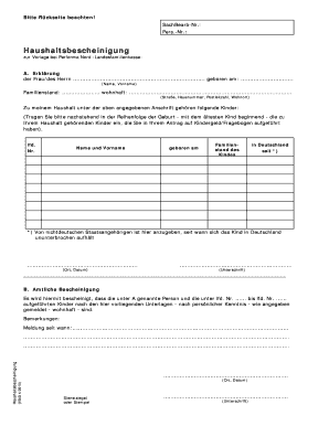 Haushaltsbescheinigung