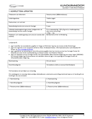 Carnegie Fonder Customer Identification Form