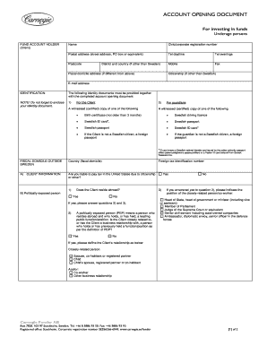 Swedish Underage Fund Account Opening Document