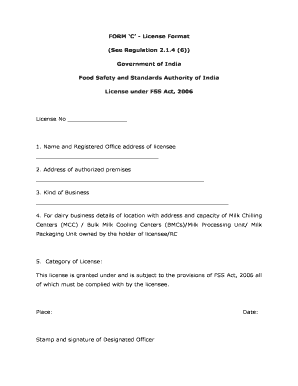 Food License Form C