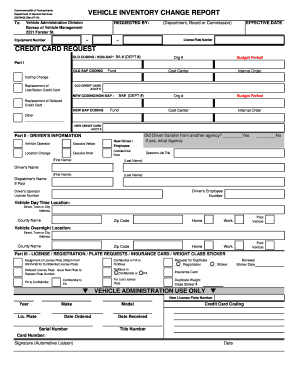 Pennsylvania Vehicle Inventory Change Report