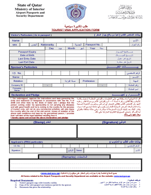 Qatar Tourist Visa Application Form