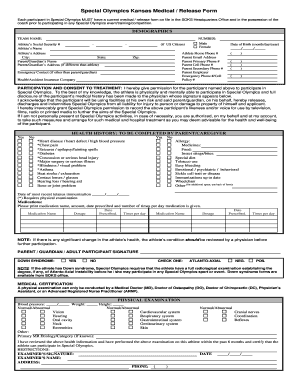 Special Olympics Kansas Medical Release Form