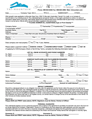 Vendor Credit Application Form